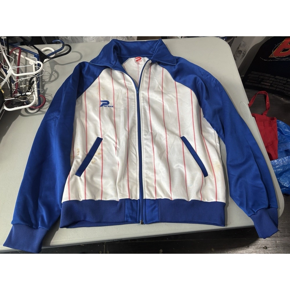 Vtg Patrick White Blue Red Striped Jacket L‎